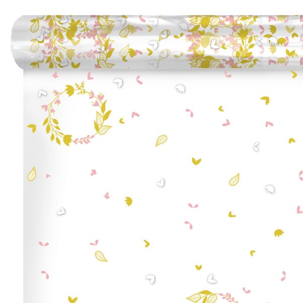 Patterned polypro roll Smile for bouquets 0.70x50 m rose 35