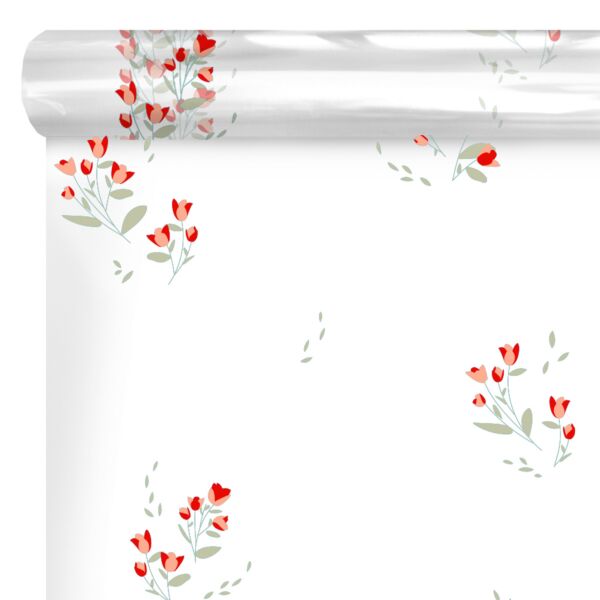 Patterned polypro roll Léandre for bouquets 0.80x120 m rouge 35