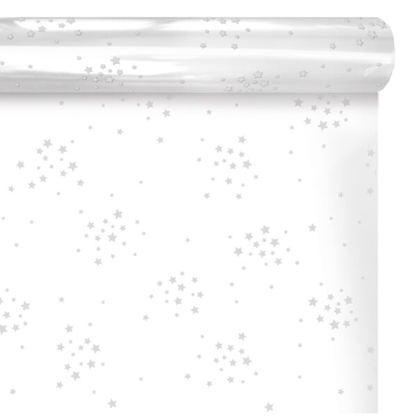 Rouleau de polypropylène fantaisie Starry pour bouquets 0.70x50 m blanc 35