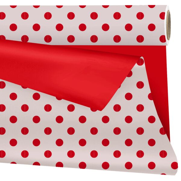 Rouleau de polypropylène mat - pois 0.99x25 m rouge 40