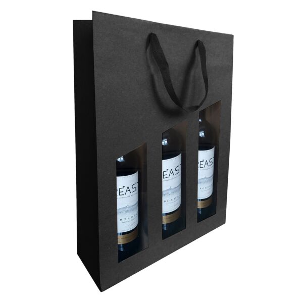 Kraft seduction bag with windows 95 x 285 x 385 mm noir Kraft