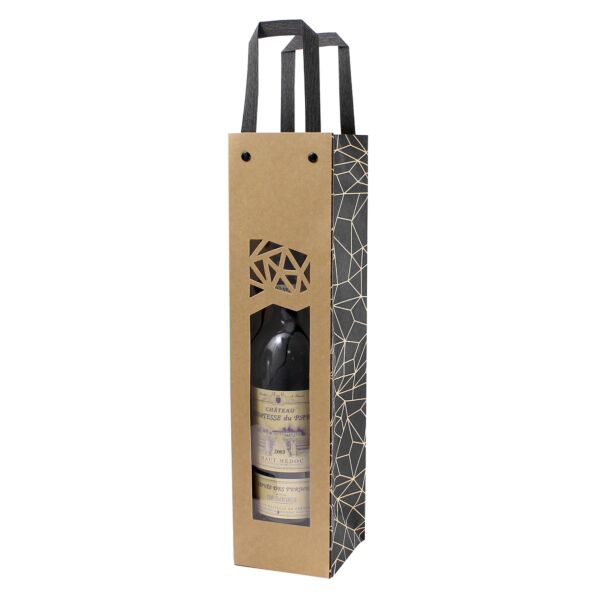 Authentic kraft bottle bag 91 x 95 x 385 mm noir Kraft