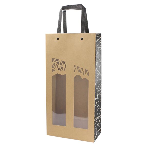 Sac bouteille Authentique 95 x 190 x 385 mm noir Kraft