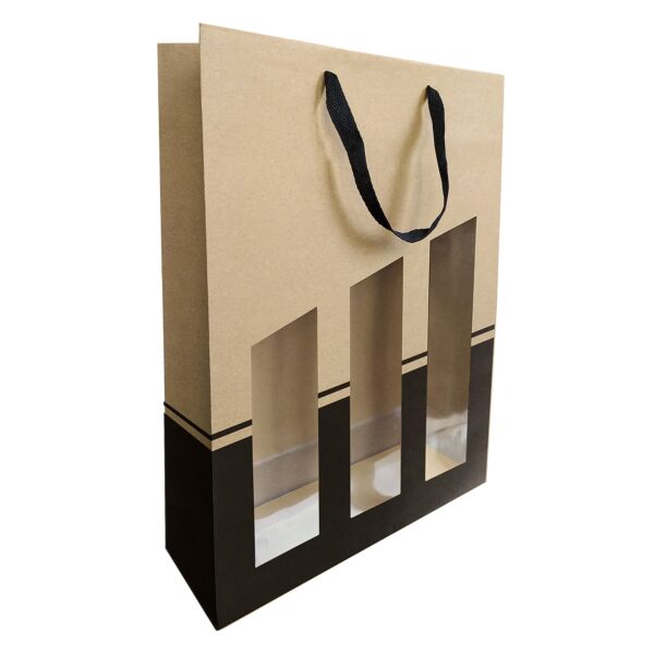 Seduction kraft bottle  bag 95 x 285 x 385 mm noir Kraft