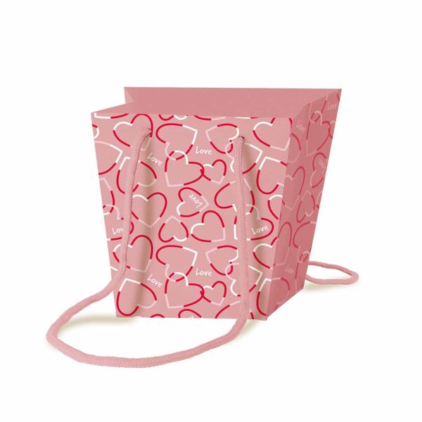 Sac en carton Signature pour le transport 110 x 150 x 170 mm rose