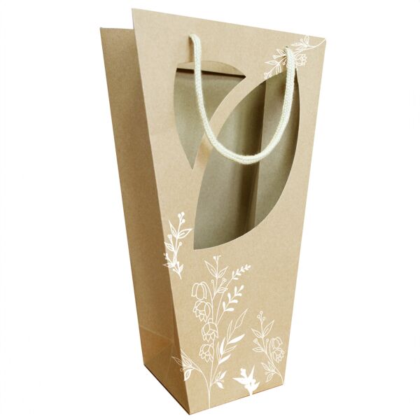 Bohème cardboard bag with large opening and cotton handles 110 x 110 x 350 mm  neutre