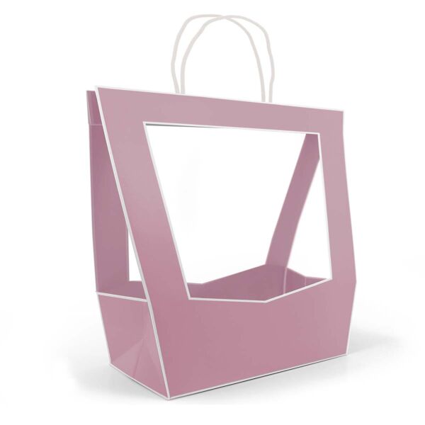Sac en carton avec ouverture transparente Médaillon 118 x 120 x 350 mm violet