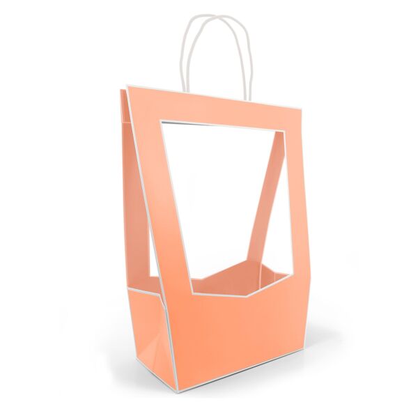 Sac en carton avec ouverture transparente Médaillon 140 x 230 x 380 mm orange