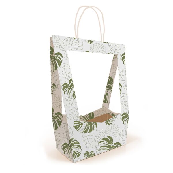 See-through cardboard bag Médaillon 140 x 230 x 380 mm blanc