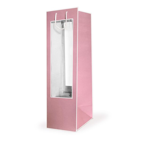 Sac en carton avec ouverture transparente Médaillon 200 x 200 x 700 mm rose