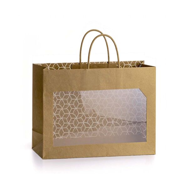 Sac en carton de luxe Pietra 260 + 110 x 215 mm naturel