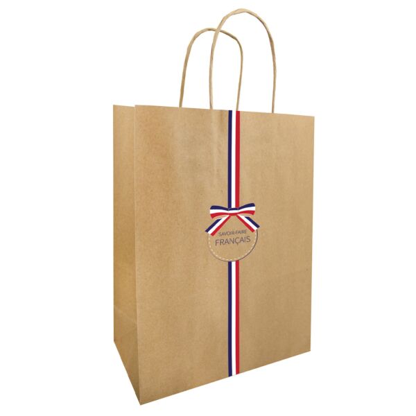 Sac kraft Savoir-faire français avec poignées torsadées