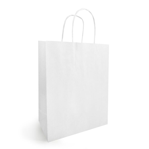 Kraft bag with twisted handles for transport 430 + 160 x 330 mm neutre Blanc