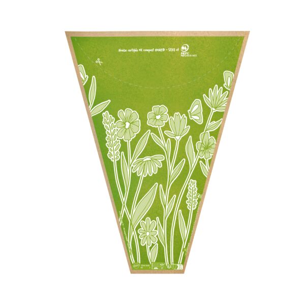 Cône Kraft Prédécoupés Ecru Lisse WS Cecilia 50x35x10 cm vert