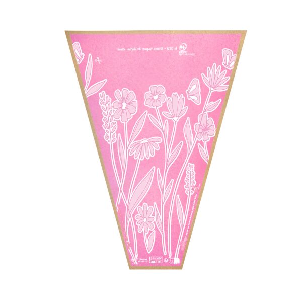 Cône Kraft Prédécoupés Ecru Lisse WS Cecilia 50x35x10 cm rose