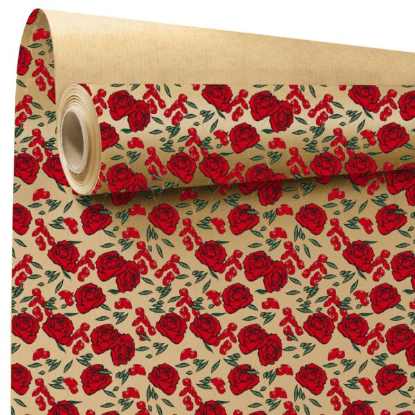 Patterned kraft roll Gaby for Valentine's day 0.79x40 m rouge 60 ECR