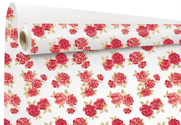 Patterned kraft roll Elsa for Valentine's day 0.79x40 m rouge 60 BC