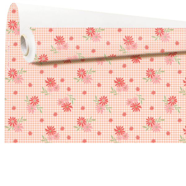 Patterned kraft roll Rosalie 0.79x40 m orange 60