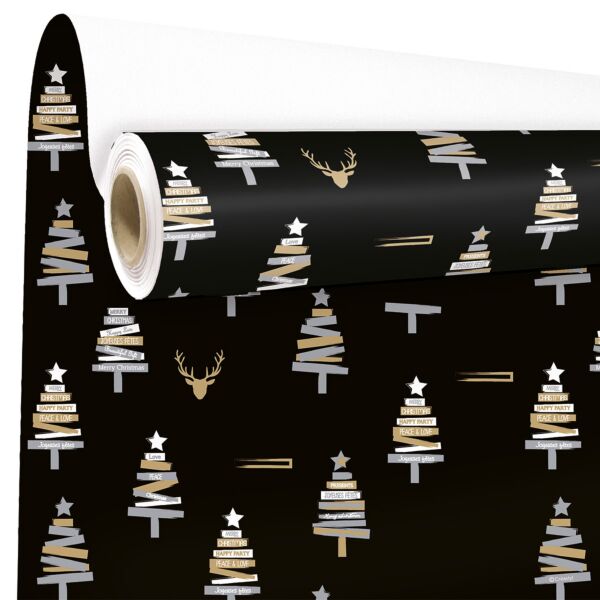 Papier cadeau Vanessa 0.49x200 m noir 60