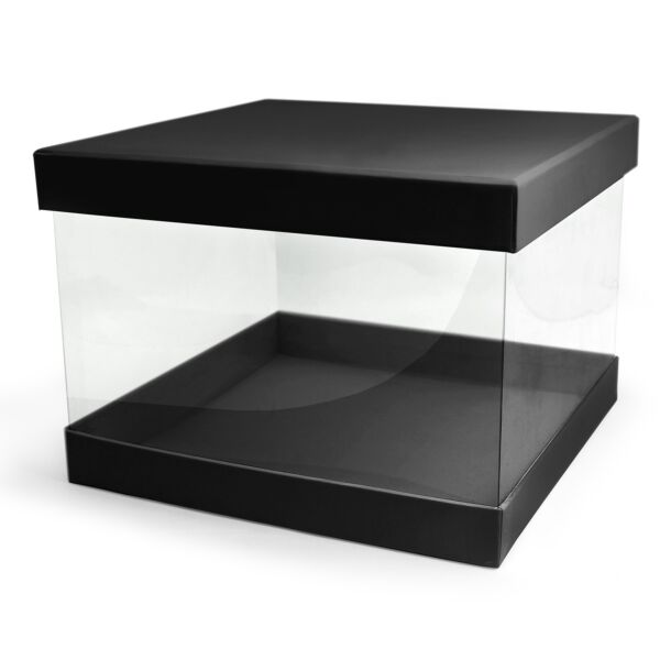 Boîte carrée transparente en carton Pandore S+L noir Transparent Square Box
