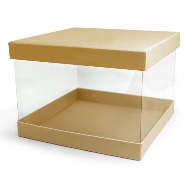 Boîte carrée transparente en carton Pandore S+L naturel Transparent Square Box