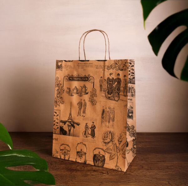 Sac kraft Metropolit 230 + 120 x 300 mm noir