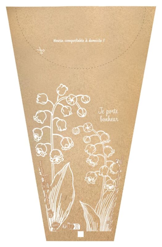 Cône en kraft prédécoupés Campanule spécial1er mai 45x24.5x11 cm blanc