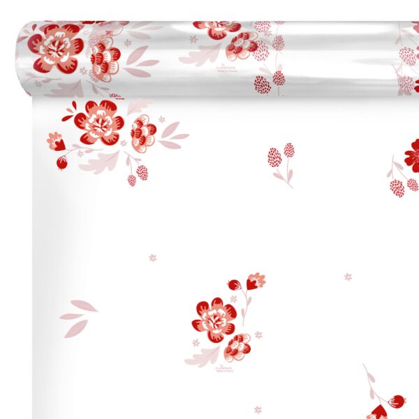 Patterned polypro roll Célie for bouquets 0.80x120 m rouge 35