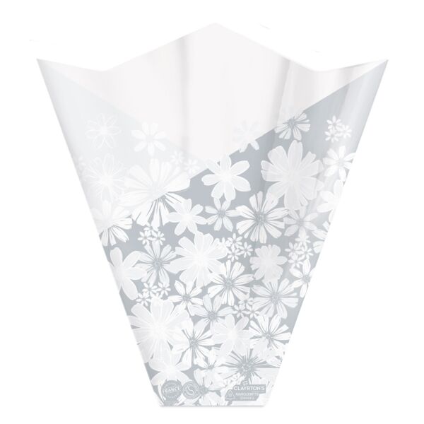 Cône 4 Pointes en Polypropylène Marguerite pour bouquet 50x44x12 cm blanc