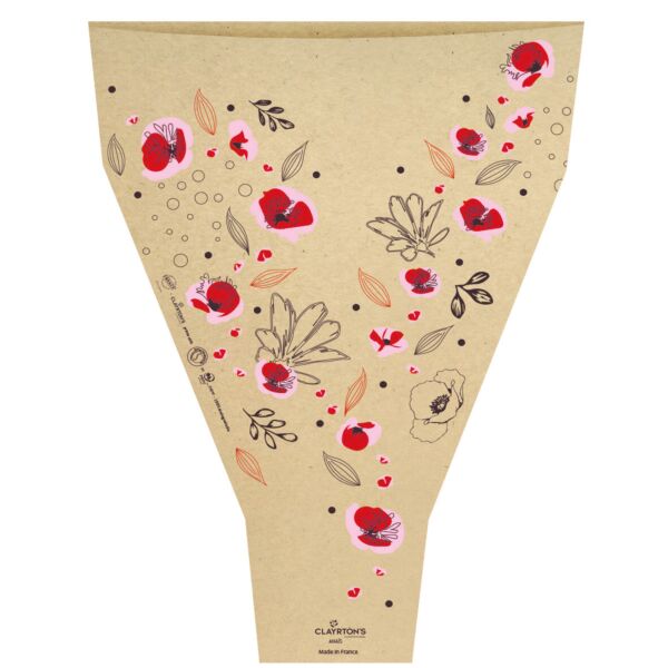 Cône en Y en kraft résistant à l'eau Anais pour bouquets 50x35x10 cm rouge