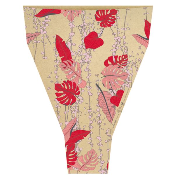 Cône en Y en kraft résistant à l'eau élégance pour bouquets 50x35x10 cm rouge