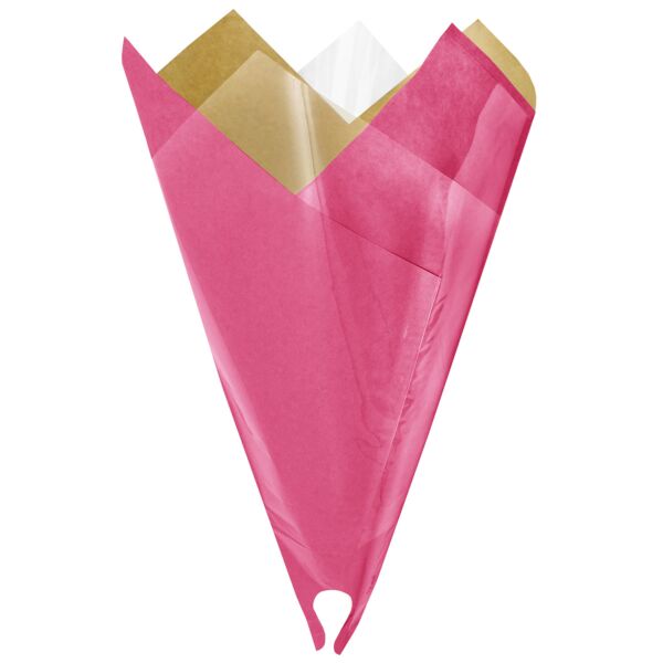 Cône préplié en kraft et polypropylène Smart pratique et rapide 35x50 cm rose