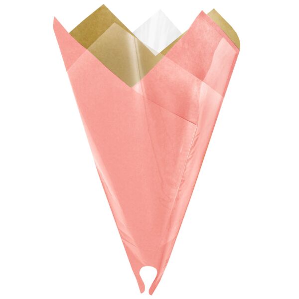 Cône préplié en kraft et polypropylène Smart pratique et rapide 35x50 cm rose