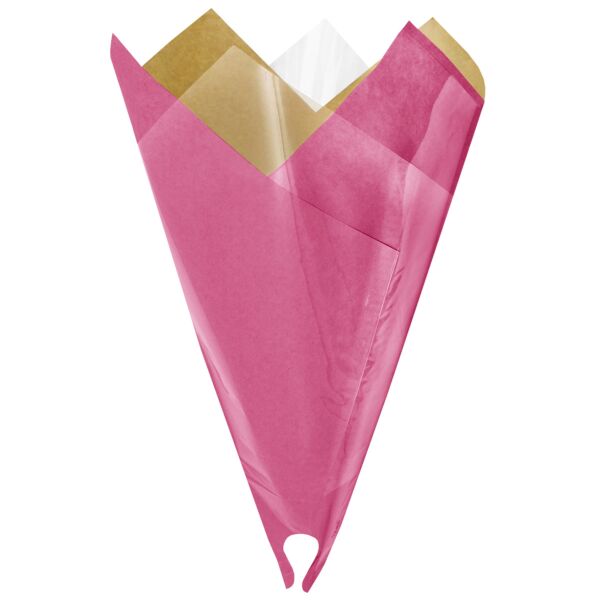 Cône préplié en kraft et polypropylène Smart pratique et rapide 35x50 cm rose