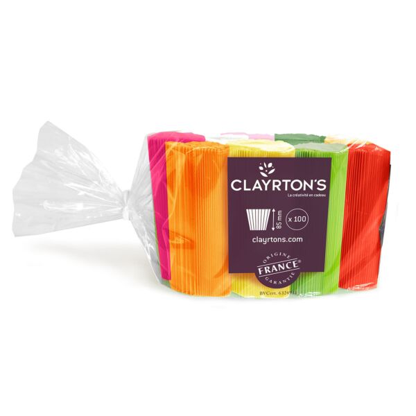 Bag of 100 cuffs, plain colored expandable pot holder 18 cm multicouleur