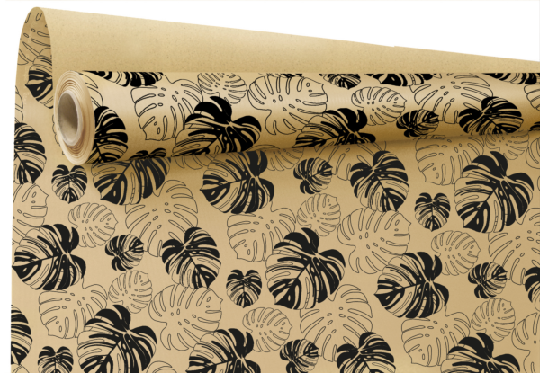 Rouleau kraft fantaisie Monsteras 0.79x40 m noir 60
