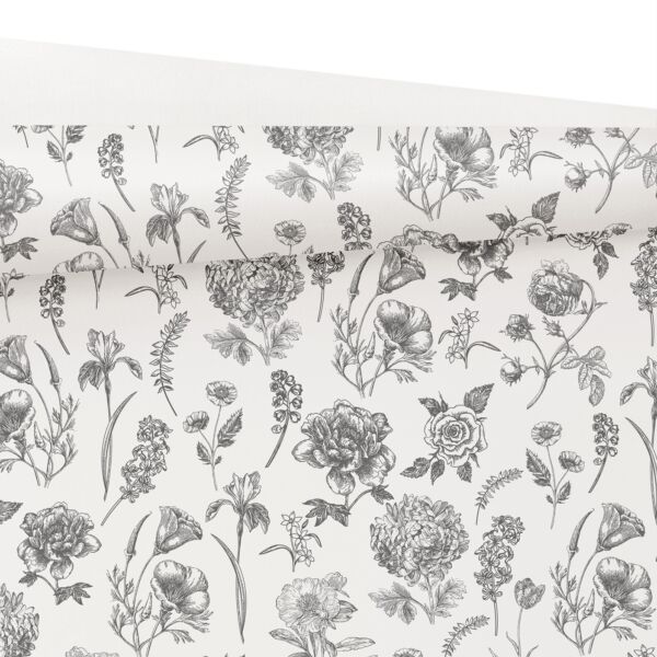 Water resistant kraft roll Botanical 0.80x25 m gris 60