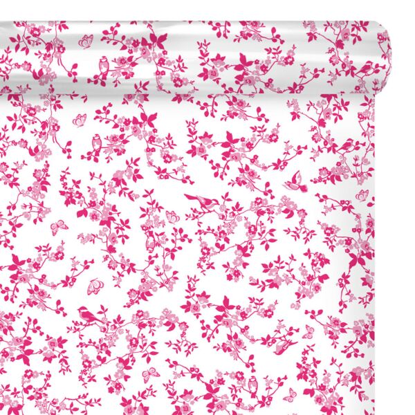 Patterned polypro roll Birds for bouquets 0.80x100 m rose 35