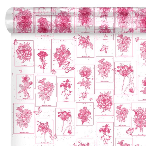 Patterned polypro roll Curiosity for bouquets 0.80x100 m rose 35