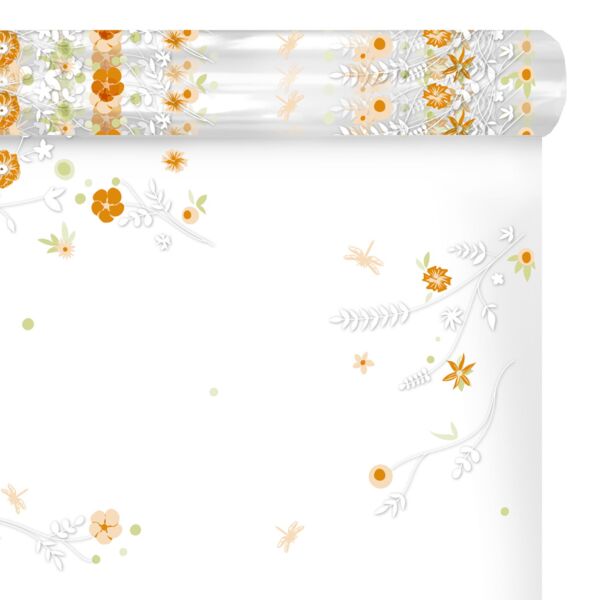 Rouleau de polypropylène fantaisie Exubérance pour bouquets 0.80x120 m orange 40