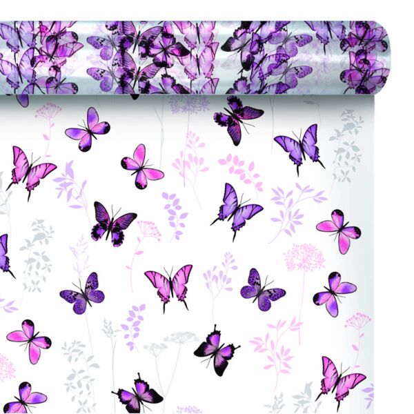 Patterned polypro roll Floraison for bouquets 0.80x100 m violet 35