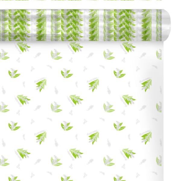 Patterned polypro roll Happy for bouquets 0.80x120 m vert 35