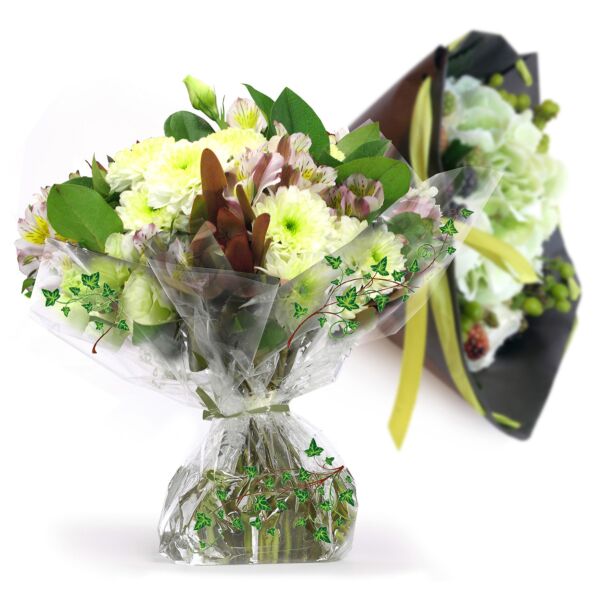 Rouleau de polypropylène fantaisie Ivy pour bouquets 0.70x50 m vert 35