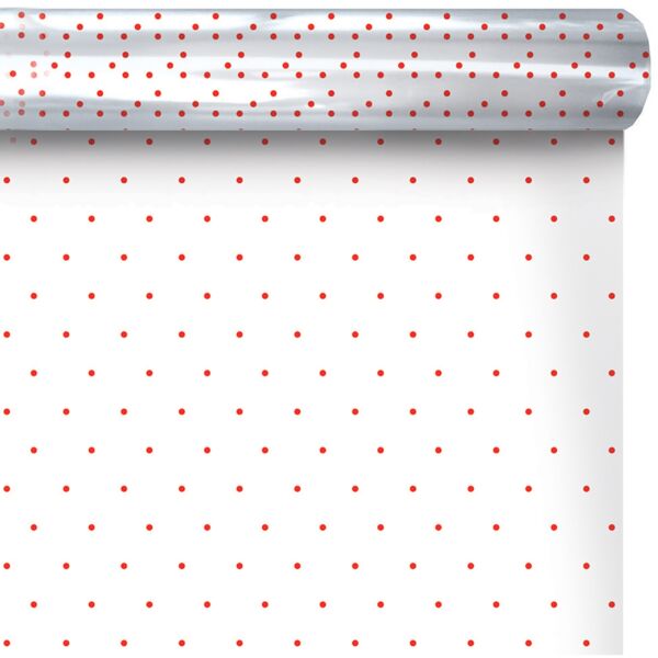 Rouleau de polypropylène fantaisie plumetis pour bouquets 0.70x50 m rouge 35