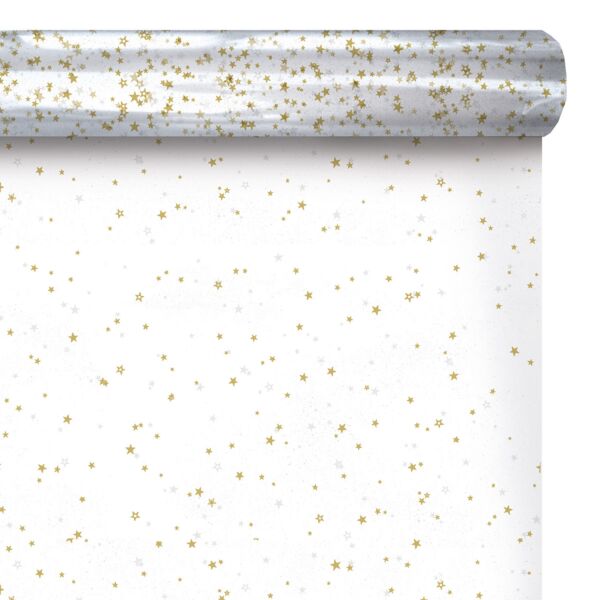 Patterned polypro roll Stars Gold for Christmast 0.80x120 m or 35