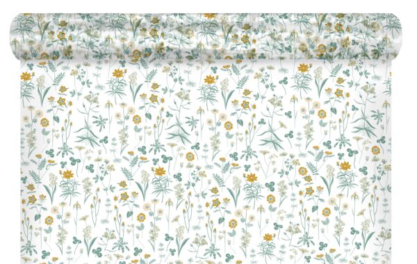 Patterned polypro roll Ysée for bouquets 0.70x50 m vert 35