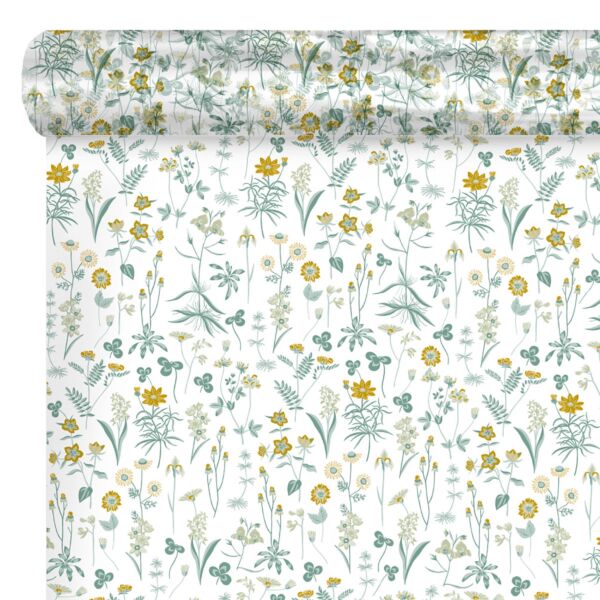 Patterned polypro roll Ysée for bouquets 0.80x100 m vert 35