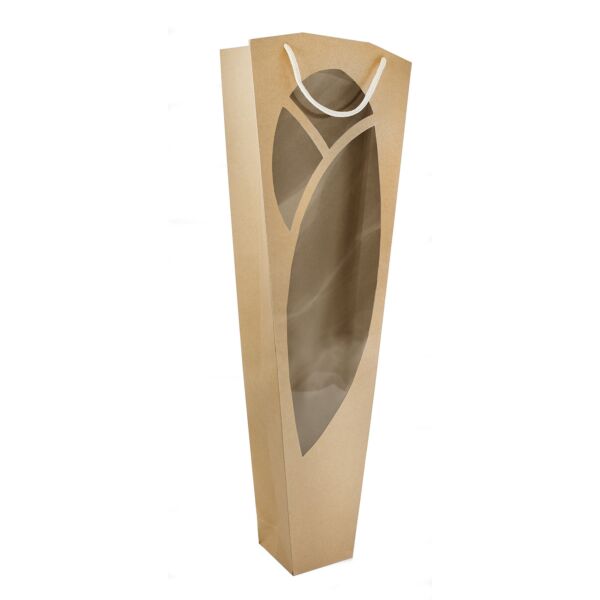 Bohème cardboard bag with large opening and cotton handles 260 x 105 x 745 mm  + fenetre PET naturel