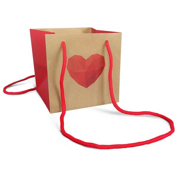 Water resistant cardboard bag Carré for special occasion 130 x 130 x 130 mm rouge