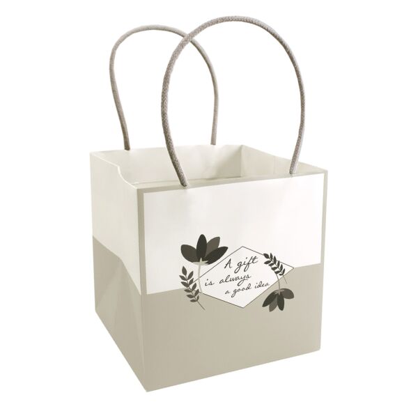 Sac en carton Mood avec poignées ruban 120 x 120 x 125 mm gris